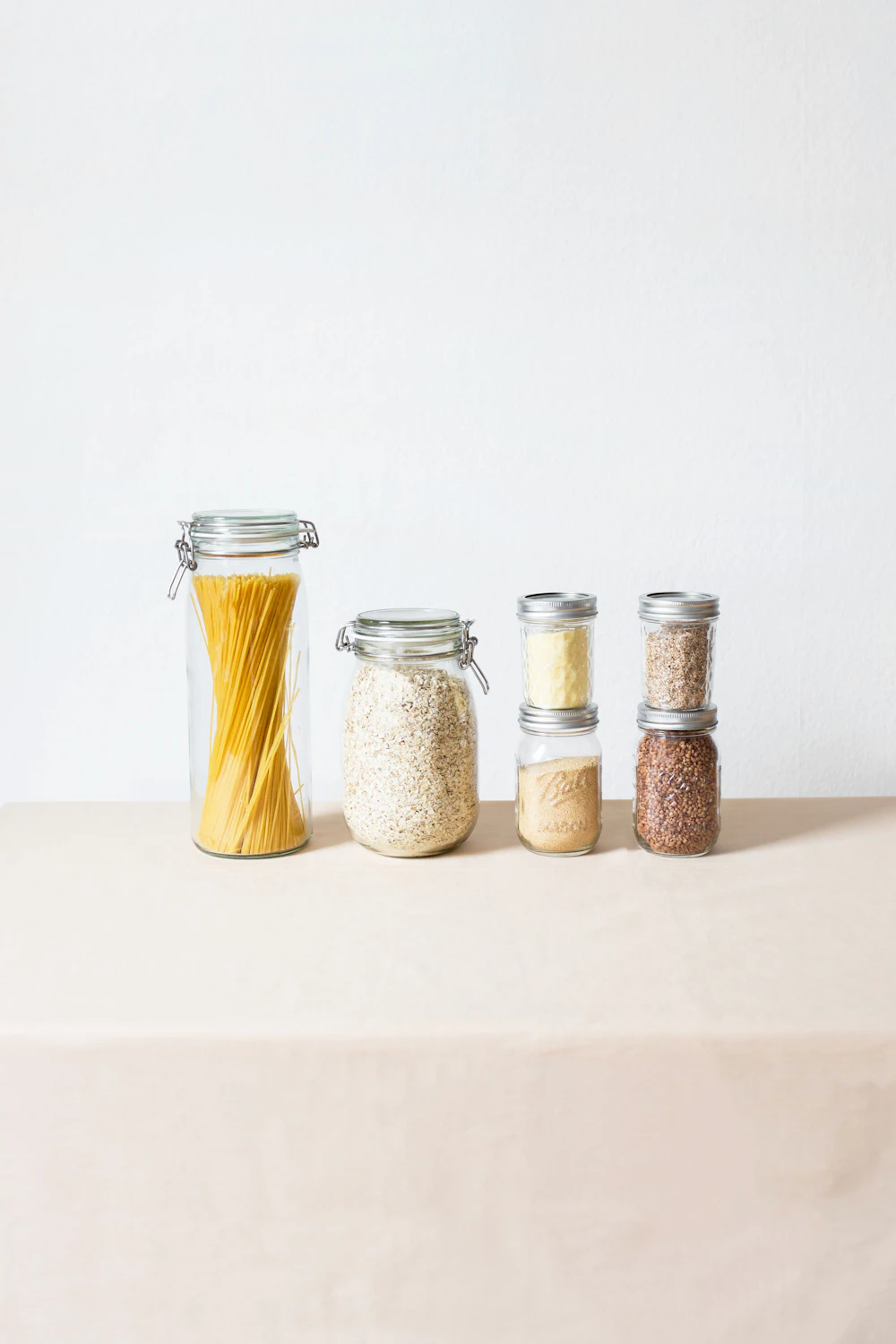 Glass jars of dry goods